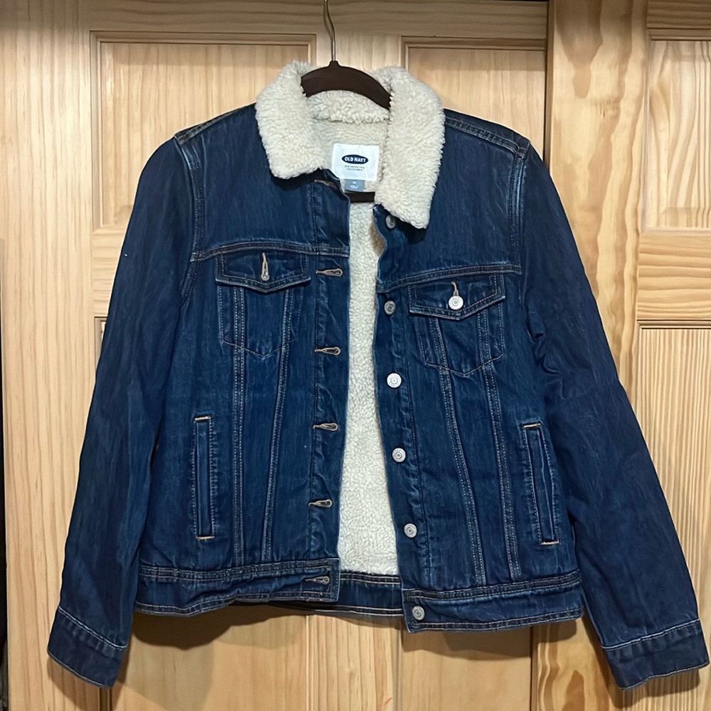 Vintage Old navy denim jacket with fur